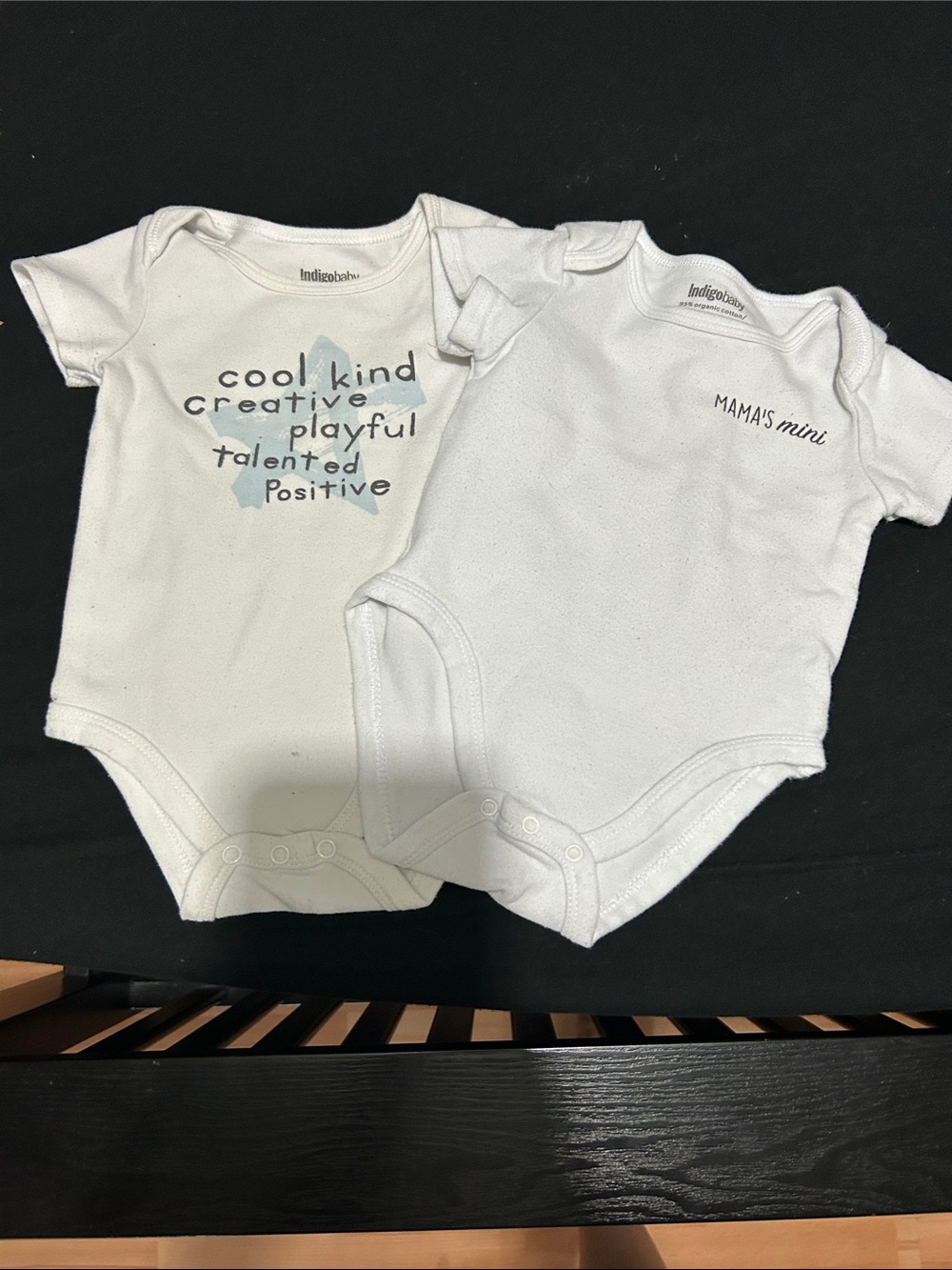 3/$15 Indigo White Baby One-Piece Bodysuit Duo with Blue Graphic